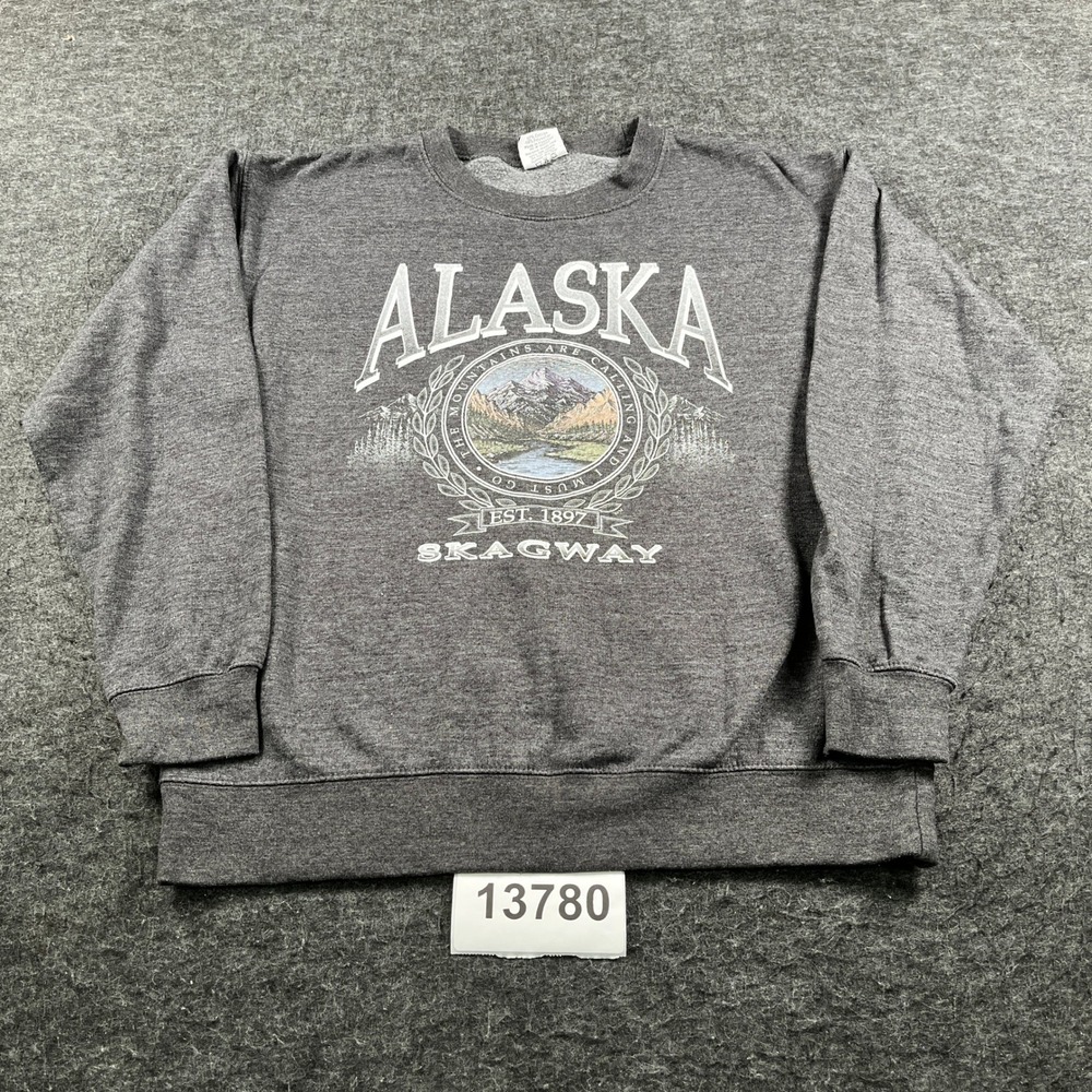 Prairie Mountain Sweatshirt Unisex Medium Grey Excellent Alaska Skagway Graphic